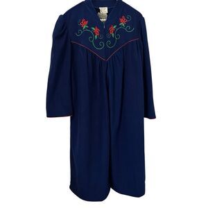 Vintage APPEL Velour House Coat Robe L Blue  3/4 Zip Quilted Yoke Dacron NWT